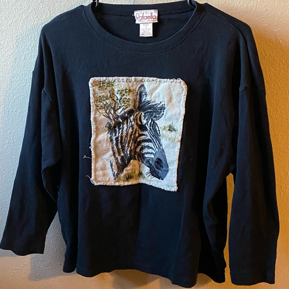 Vintage Zebra Long Sleeve Tee Shirt